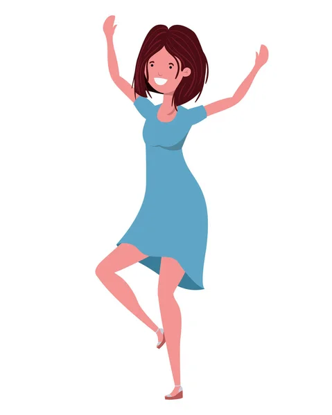 Mujer bailando en fondo blanco — Vector de stock