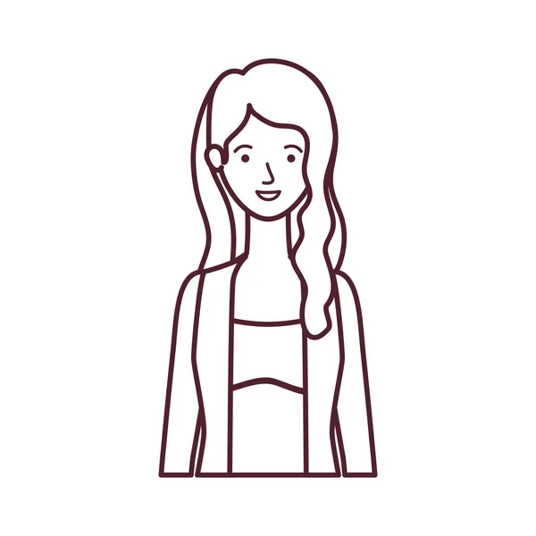 Силуэт женщины в белом фоне персонажа аватара — стоковый вектор