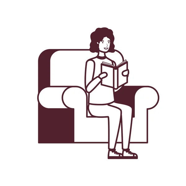 本を手に椅子に座っている男 — ストックベクタ