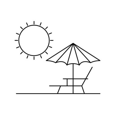 şemsiye silueti plaj sandalyesi ile çizgili