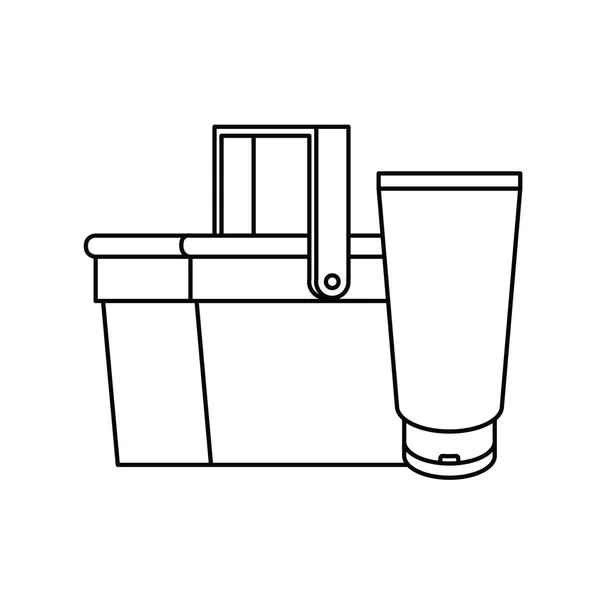 Silhouette de panier pique-nique en paille sur fond blanc — Image vectorielle