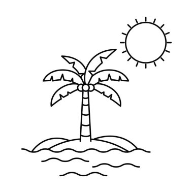 adada hindistan cevizi ile palmiye ağacının silueti