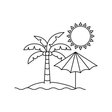 plaj şemsiyesi çizgili palmiye ağacının silueti
