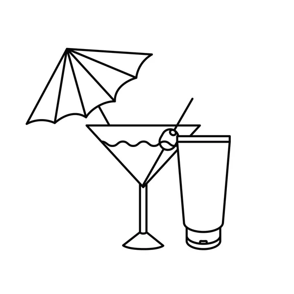 Silhouette eines Cocktails auf weißem Hintergrund — Stockvektor