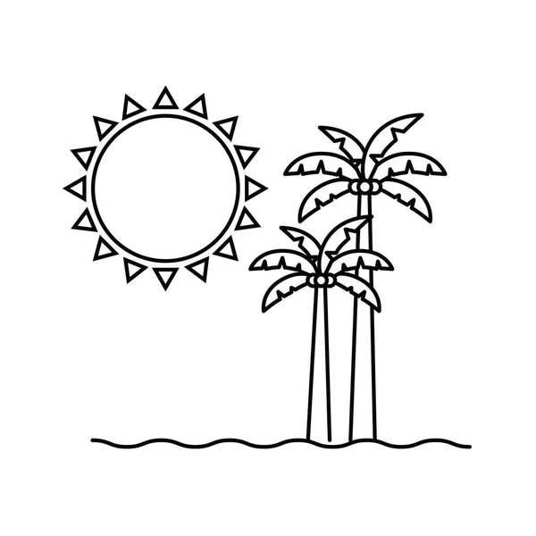 Beyaz arka planda hindistan cevizi ile palmiye ağacının silueti — Stok Vektör