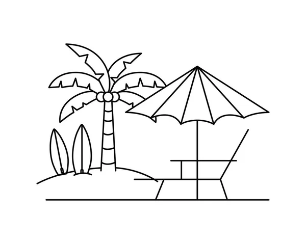 Sylwetka parasola plażowego na lato paski ikona — Wektor stockowy