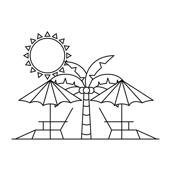 Silhouette des Sonnenschirms für Sommer gestreiftes Symbol — Stockvektor