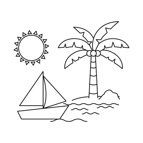 Silhuett av segelbåt på vit bakgrund — Stock vektor