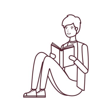 elinde kitap ile oturan adam