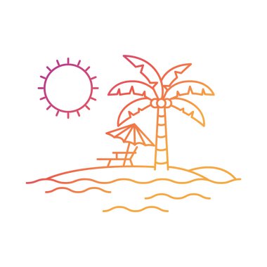 şemsiye silueti plaj sandalyesi ile çizgili