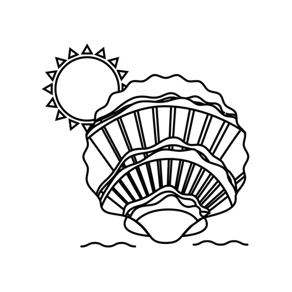 白い背景の海の貝殻のシルエット — ストックベクタ