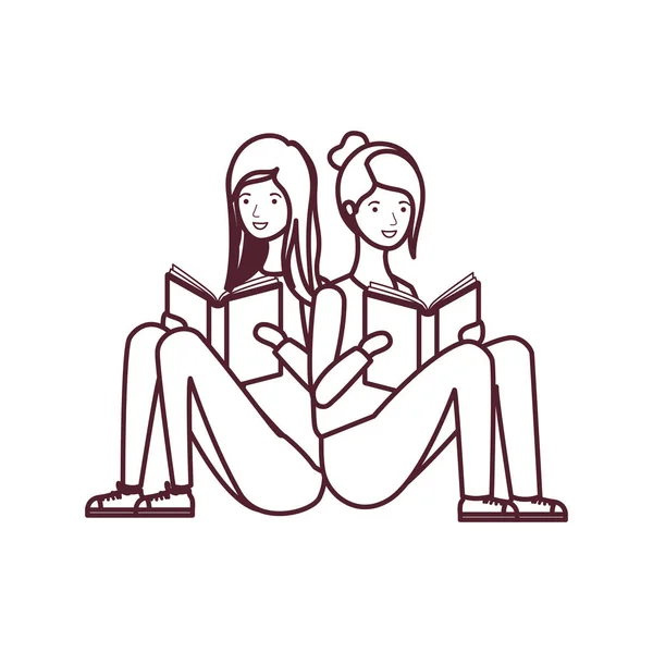 Kobiety siedzące z książką w rękach — Wektor stockowy