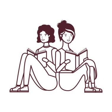 elinde kitap ile oturan çift