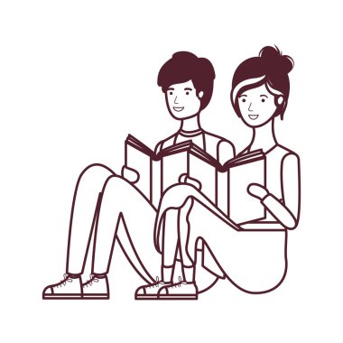 elinde kitap ile oturan çift