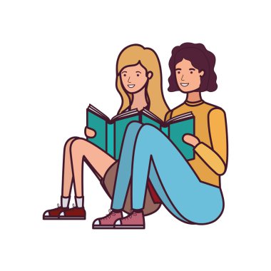 elinde kitap ile oturan çift