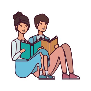 elinde kitap ile oturan çift
