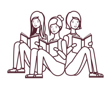 elinde kitap ile oturan kadınlar