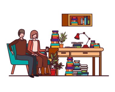 çift iş ofis avatar karakteri oturan