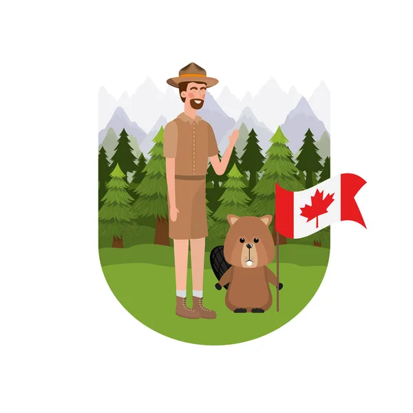 Бобер тварина і рейнджер дизайну Канади — стоковий вектор