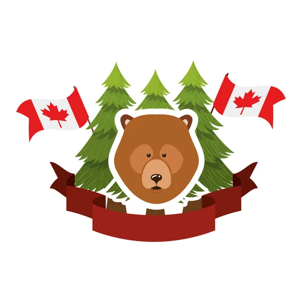 Медвежье лесное животное канадского дизайна — стоковый вектор