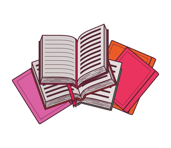 Grupo de libros y diseño de manos — Vector de stock