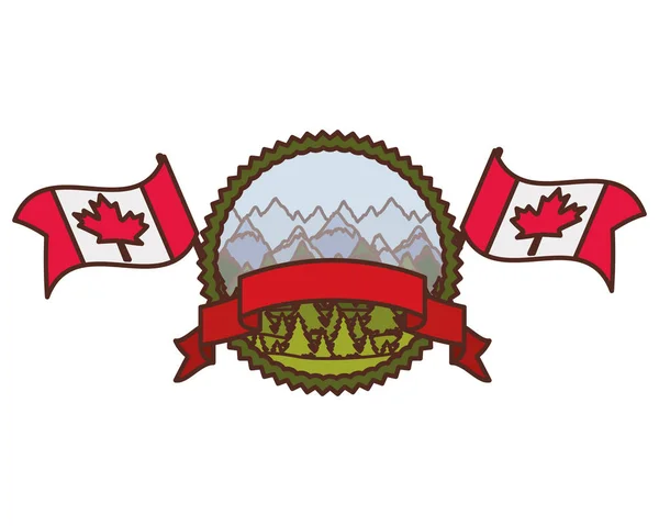 Дизайн эмблемы соснового дерева и канадских символов — стоковый вектор