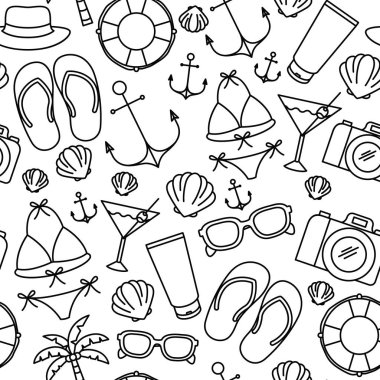 beyaz arka planlı yaz nesnelerinin deseni
