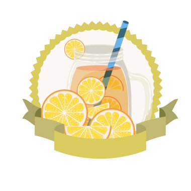 portakal ve saman içecek ile cam