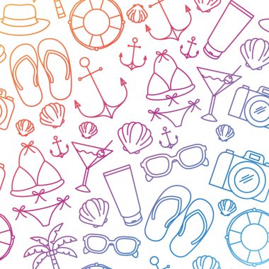 beyaz arka planlı yaz nesnelerinin deseni