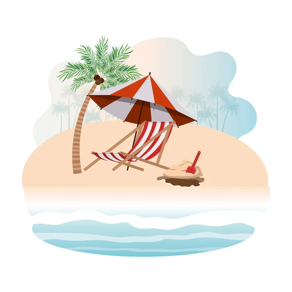 Yaz çizgili simgesi için plaj şemsiyesi — Stok Vektör
