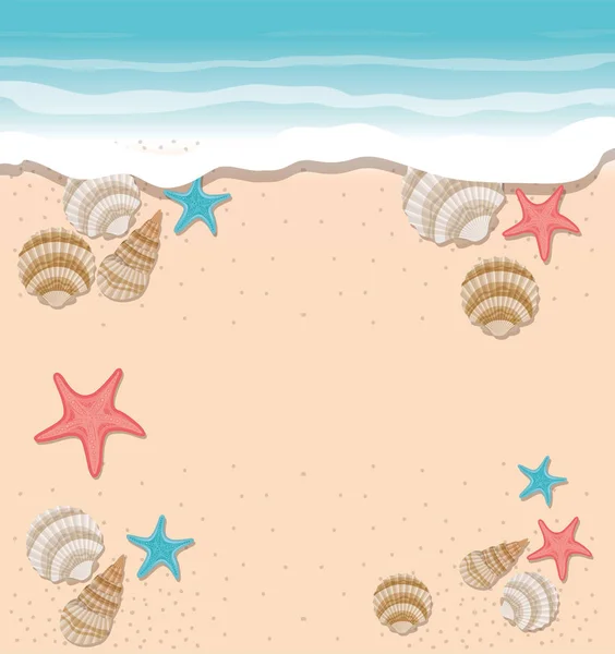 Cute seashells on the sea in white background — Stock Vector