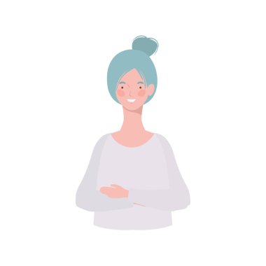 Beyaz arka planda genç bir kadın