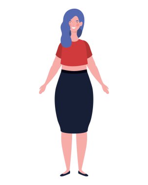 Beyaz arka plan üzerinde duran genç kadın