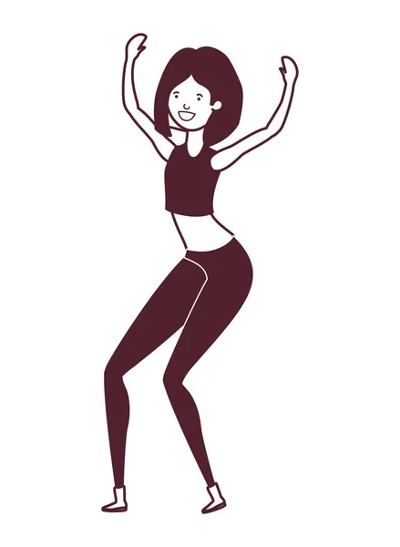 Σιλουέτα της γυναίκας που χορεύει σε λευκό φόντο — Διανυσματικό Αρχείο