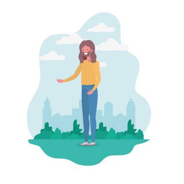 Genç adam ağaçlar ve bitkilerle manzarada