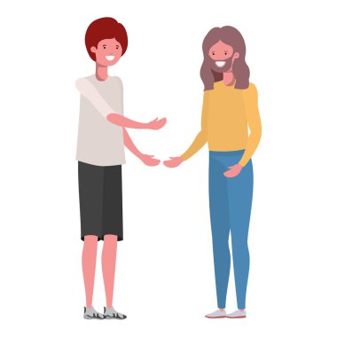 beyaz arka plan avatar karakteri genç çift