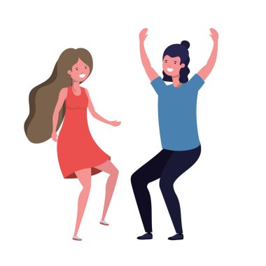 Beyaz arka planda dans eden genç çift