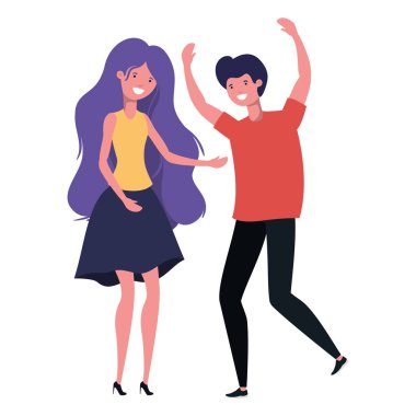 Beyaz arka planda dans eden genç çift