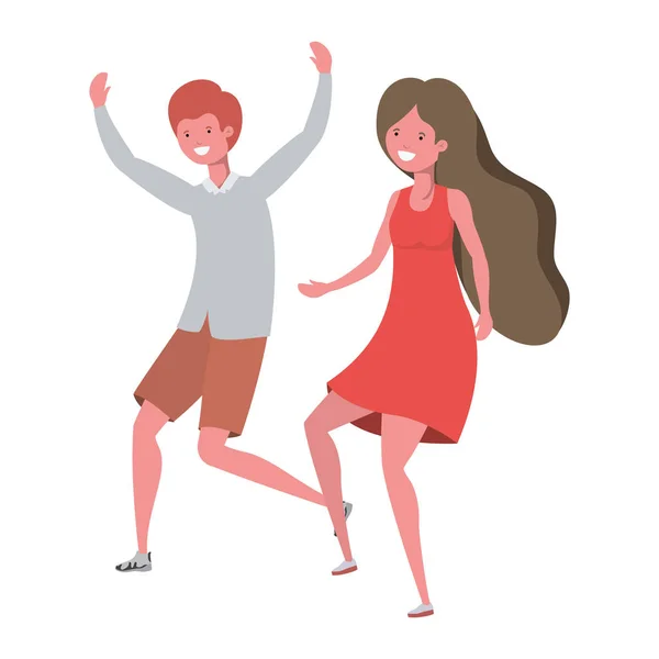 Νεαρό ζευγάρι που χορεύει σε λευκό φόντο — Διανυσματικό Αρχείο