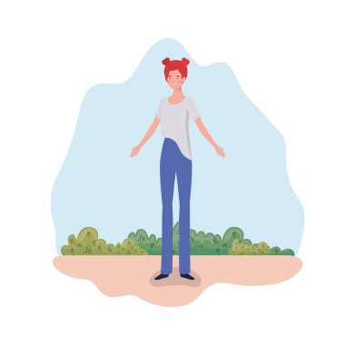 manzara arka plan ile ayakta genç kadın