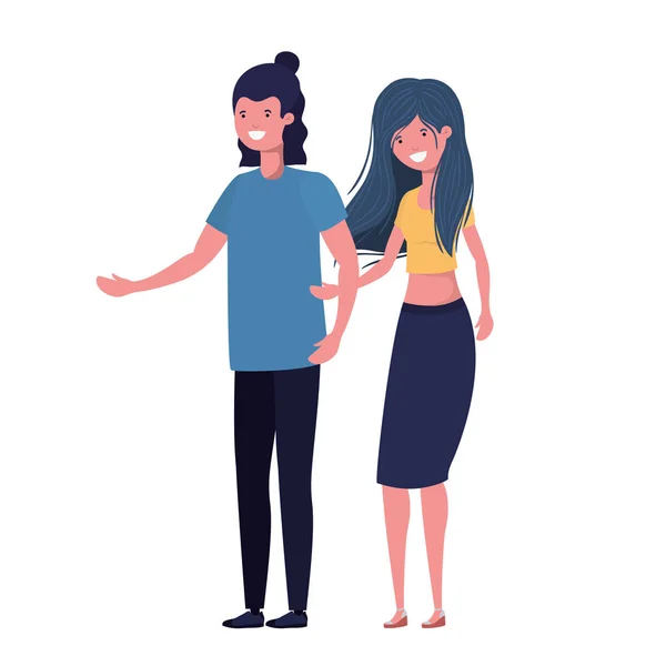 Junges Paar mit gefesselten Händen vor weißem Hintergrund — Stockvektor