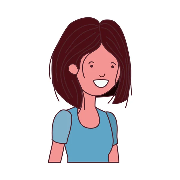 Wanita muda dengan karakter avatar latar belakang putih - Stok Vektor