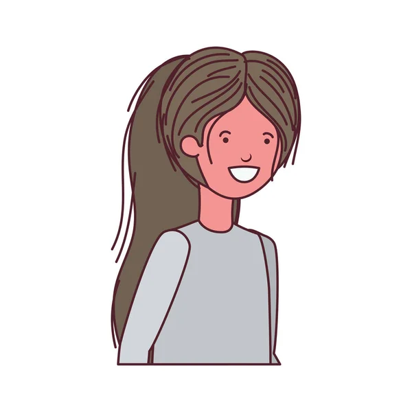 Mujer joven en el carácter avatar fondo blanco — Vector de stock