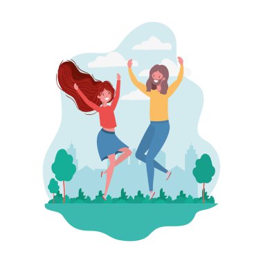 ağaçlar ve bitkiler ile peyzaj çift dans