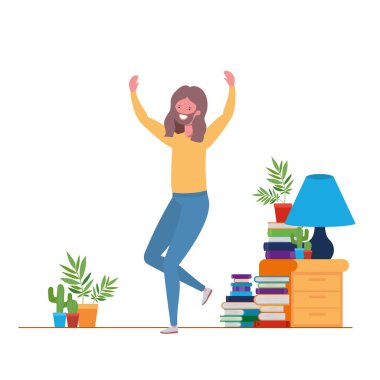 oturma odası karakteri genç adam dans