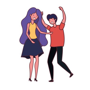 Beyaz arka planda dans eden genç çift