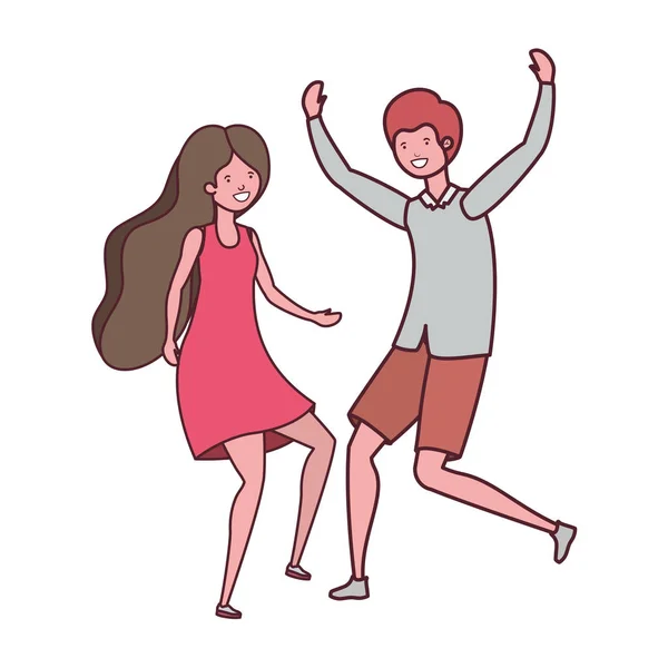 Νεαρό ζευγάρι που χορεύει σε λευκό φόντο — Διανυσματικό Αρχείο