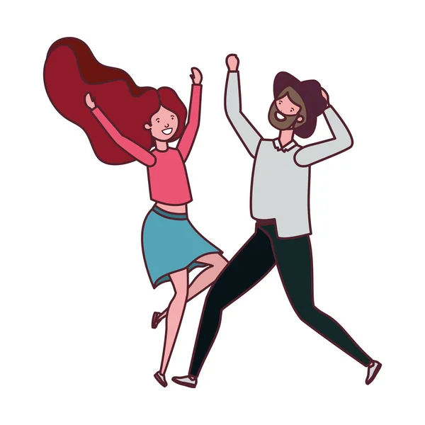 Jovem casal dançando em fundo branco — Vetor de Stock