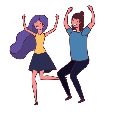 Beyaz arka planda dans eden genç çift