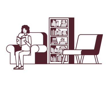 oturma odasında elinde kitap ile adam silueti